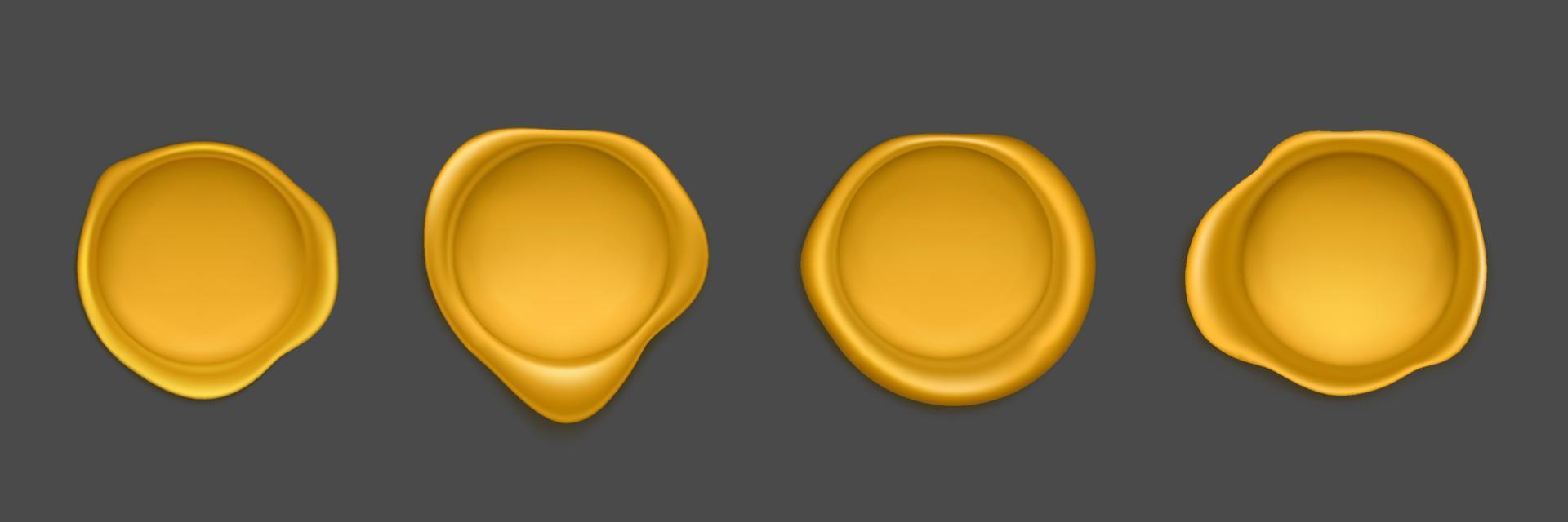 Gold wax seal stamp approval sealing icons set vector