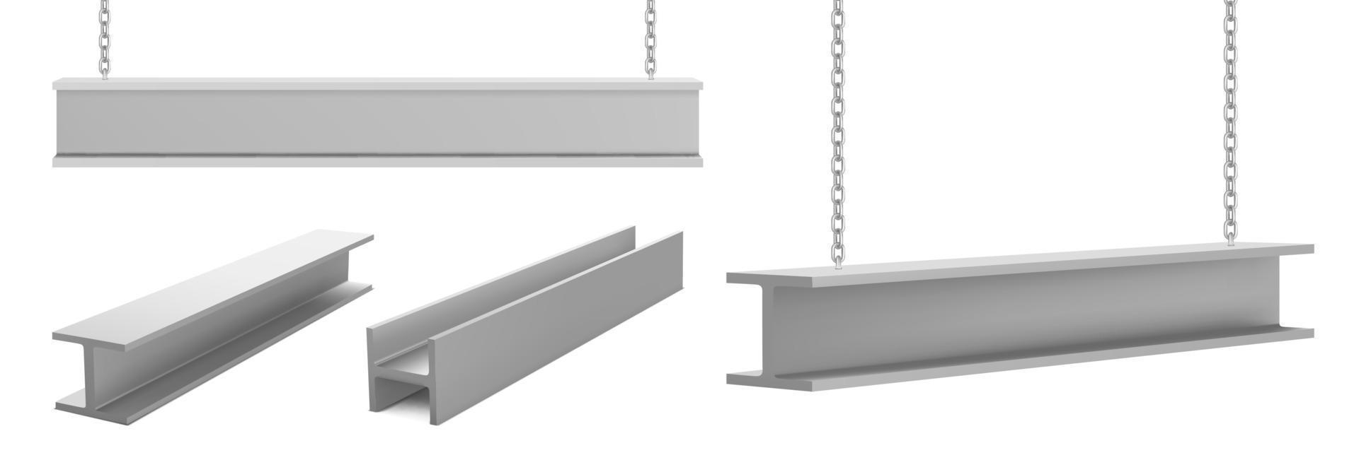 Steel beams metal industrial girders on chain vector