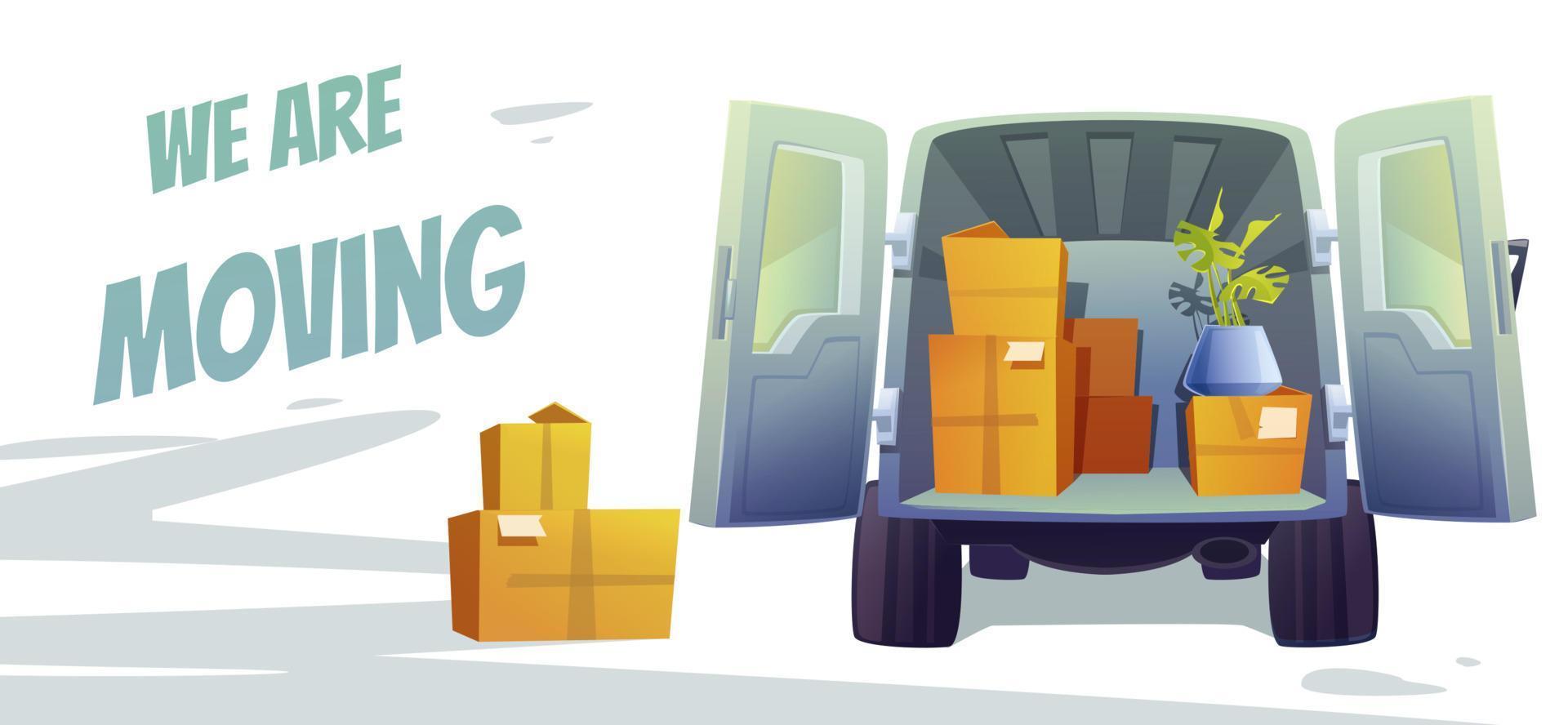 Furniture delivery banner with truck and boxes vector