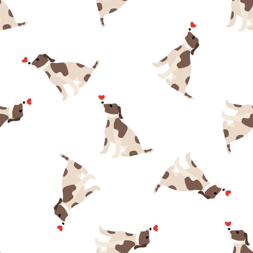 Cute dogs Jack Russell Terrier. Fanny animals . Vector hand drawn seamless pattern. Perfect for baby, kids apparel, print design, textile. White background.