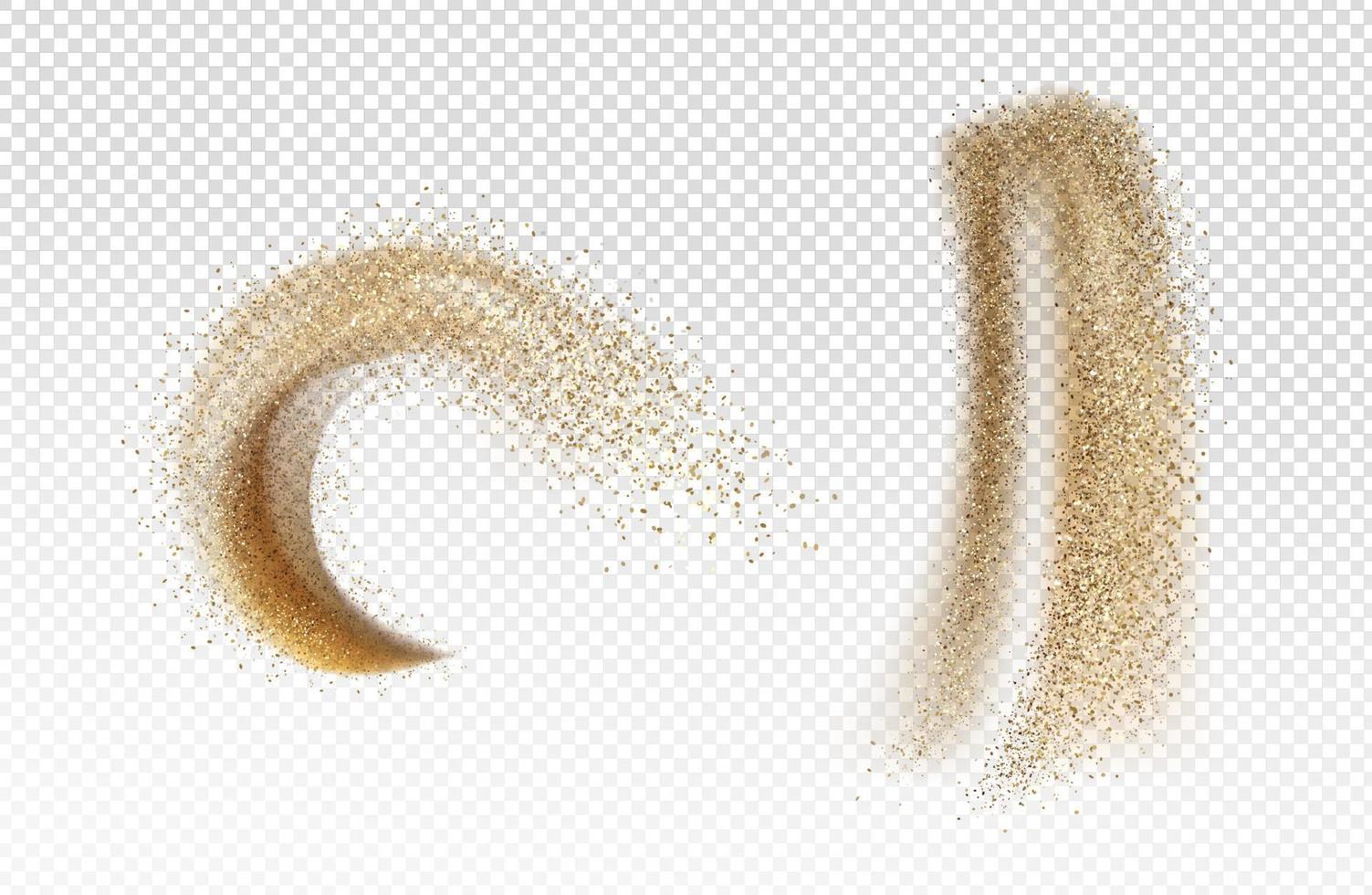 Explosion and pour of gold sand, falling dust vector