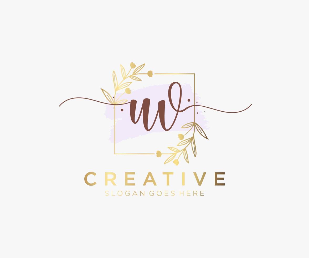 Initial UV feminine logo. Usable for Nature, Salon, Spa, Cosmetic and Beauty Logos. Flat Vector Logo Design Template Element.