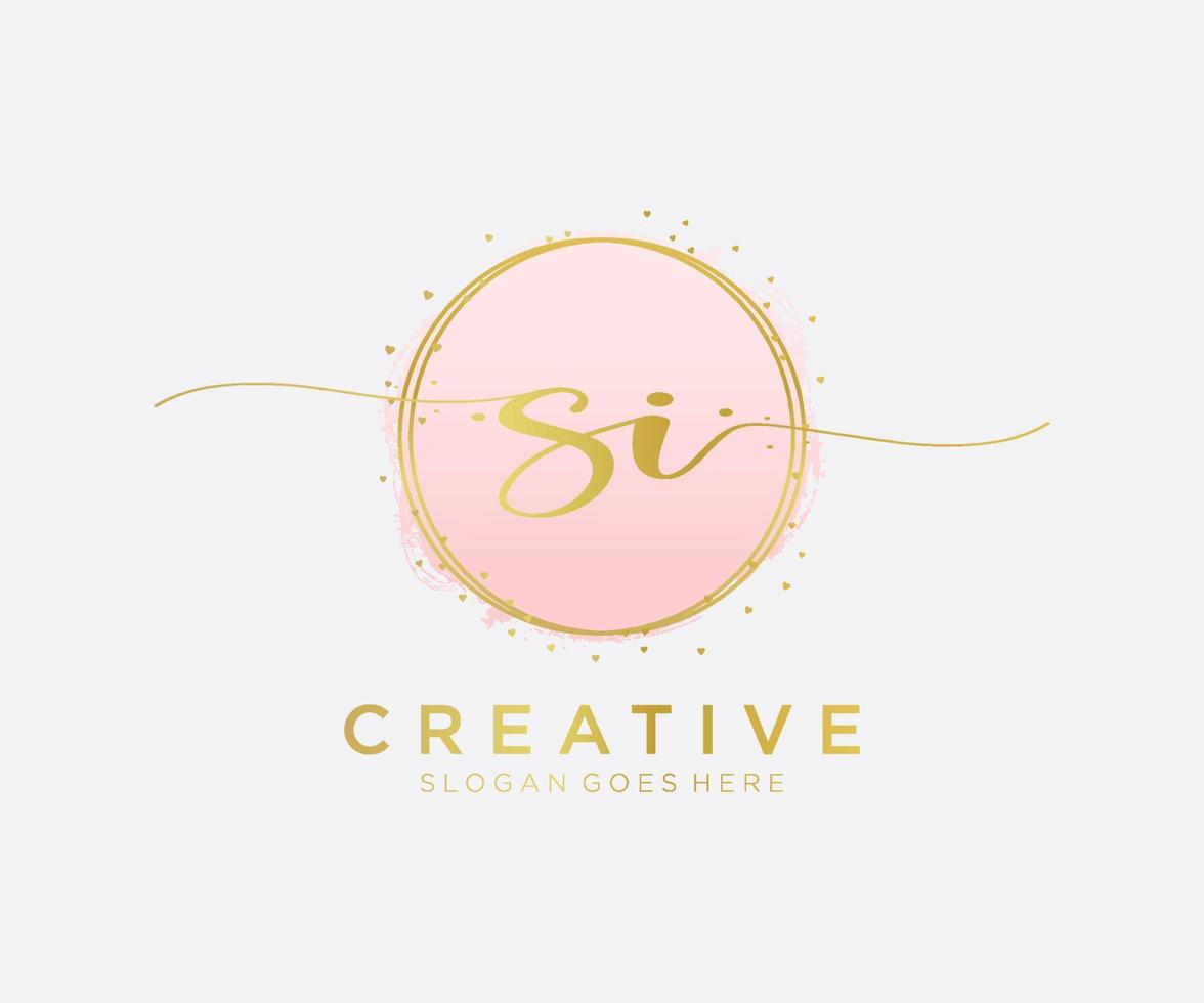 Initial SI feminine logo. Usable for Nature, Salon, Spa, Cosmetic and Beauty Logos. Flat Vector Logo Design Template Element.