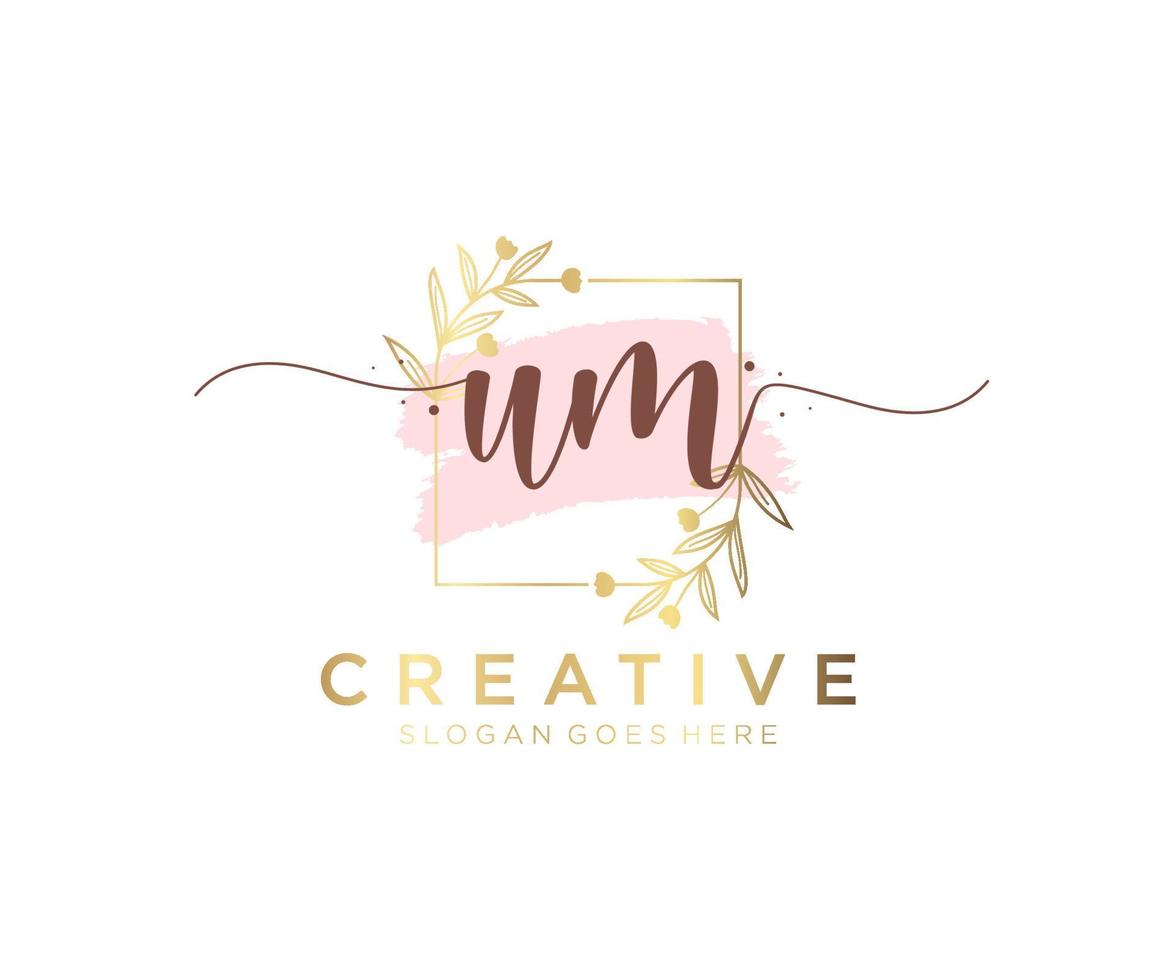 Initial UM feminine logo. Usable for Nature, Salon, Spa, Cosmetic and Beauty Logos. Flat Vector Logo Design Template Element.