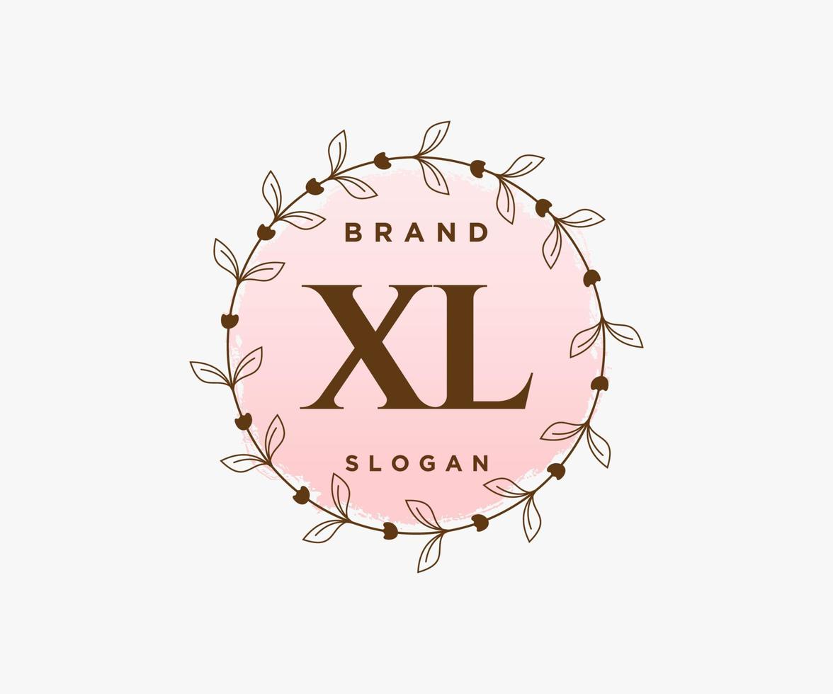 Initial XL feminine logo. Usable for Nature, Salon, Spa, Cosmetic and Beauty Logos. Flat Vector Logo Design Template Element.