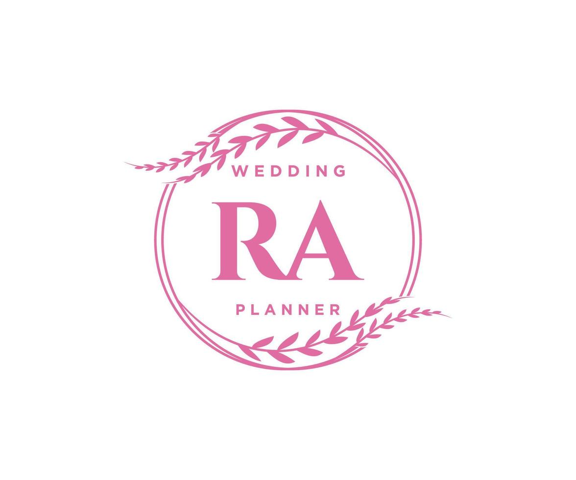 RA Initials letter Wedding monogram logos collection, hand drawn modern minimalistic and floral templates for Invitation cards, Save the Date, elegant identity for restaurant, boutique, cafe in vector