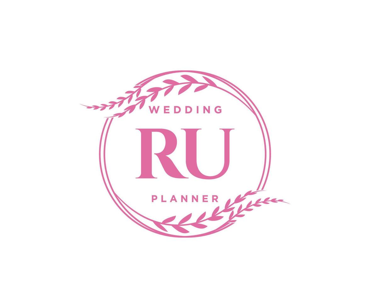 RU Initials letter Wedding monogram logos collection, hand drawn modern minimalistic and floral templates for Invitation cards, Save the Date, elegant identity for restaurant, boutique, cafe in vector