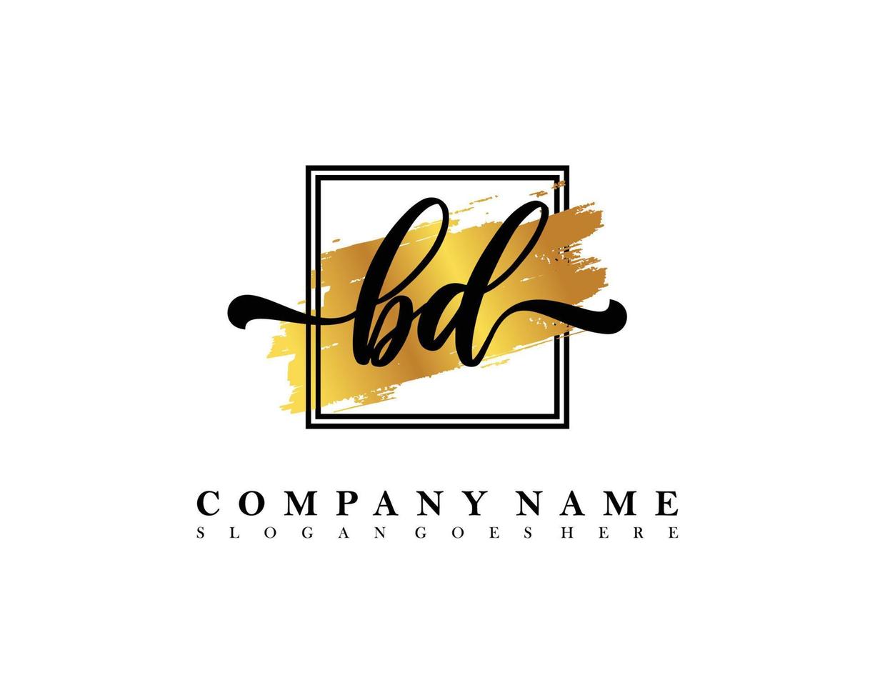 BD Initial handwriting logo concept vector