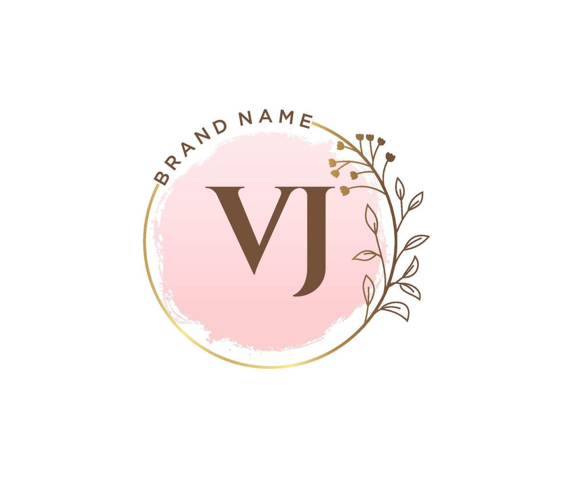 logotipo femenino vj inicial. utilizable para logotipos de naturaleza, salón, spa, cosmética y belleza. elemento de plantilla de diseño de logotipo de vector plano.