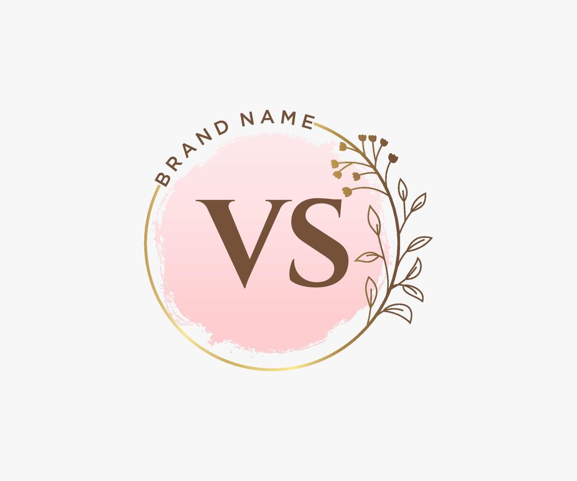 Initial VS feminine logo. Usable for Nature, Salon, Spa, Cosmetic and Beauty Logos. Flat Vector Logo Design Template Element.