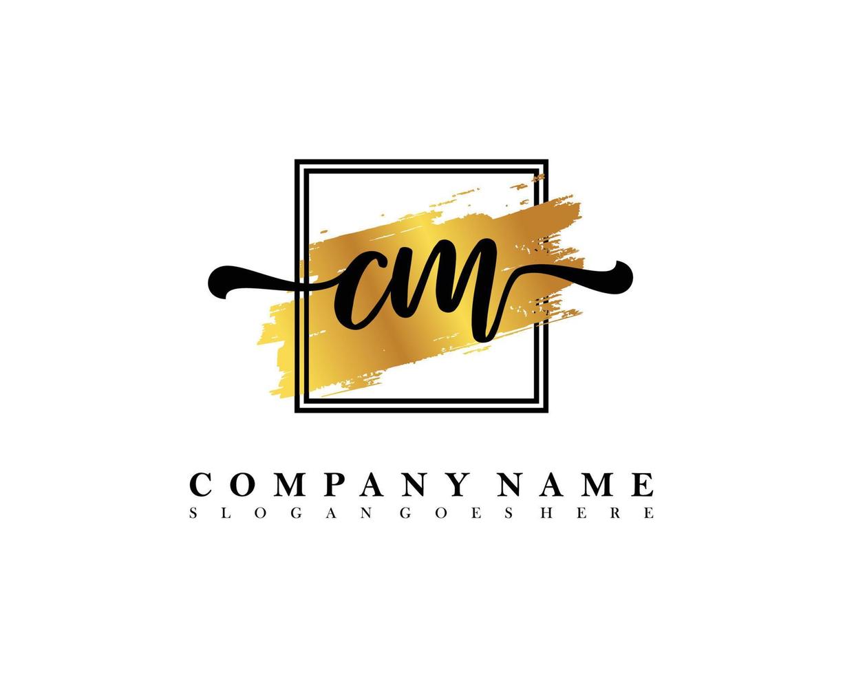 CM Initial handwriting logo concept vector