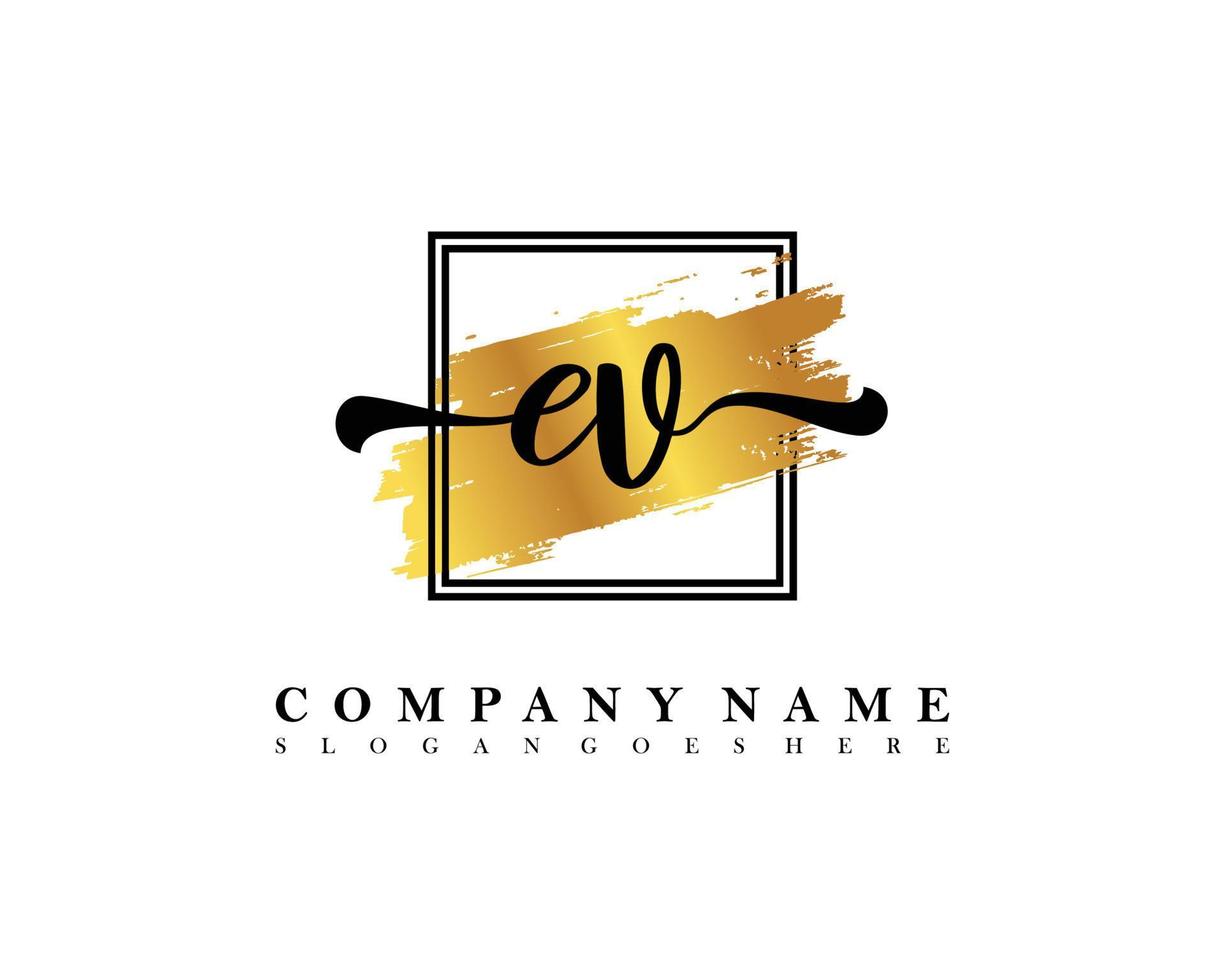 EV Initial handwriting logo concept vector