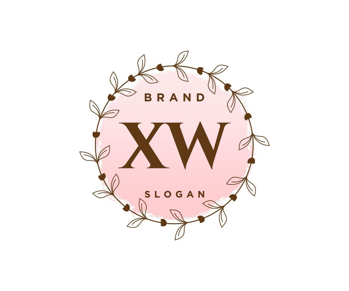 Initial XW feminine logo. Usable for Nature, Salon, Spa, Cosmetic and Beauty Logos. Flat Vector Logo Design Template Element.