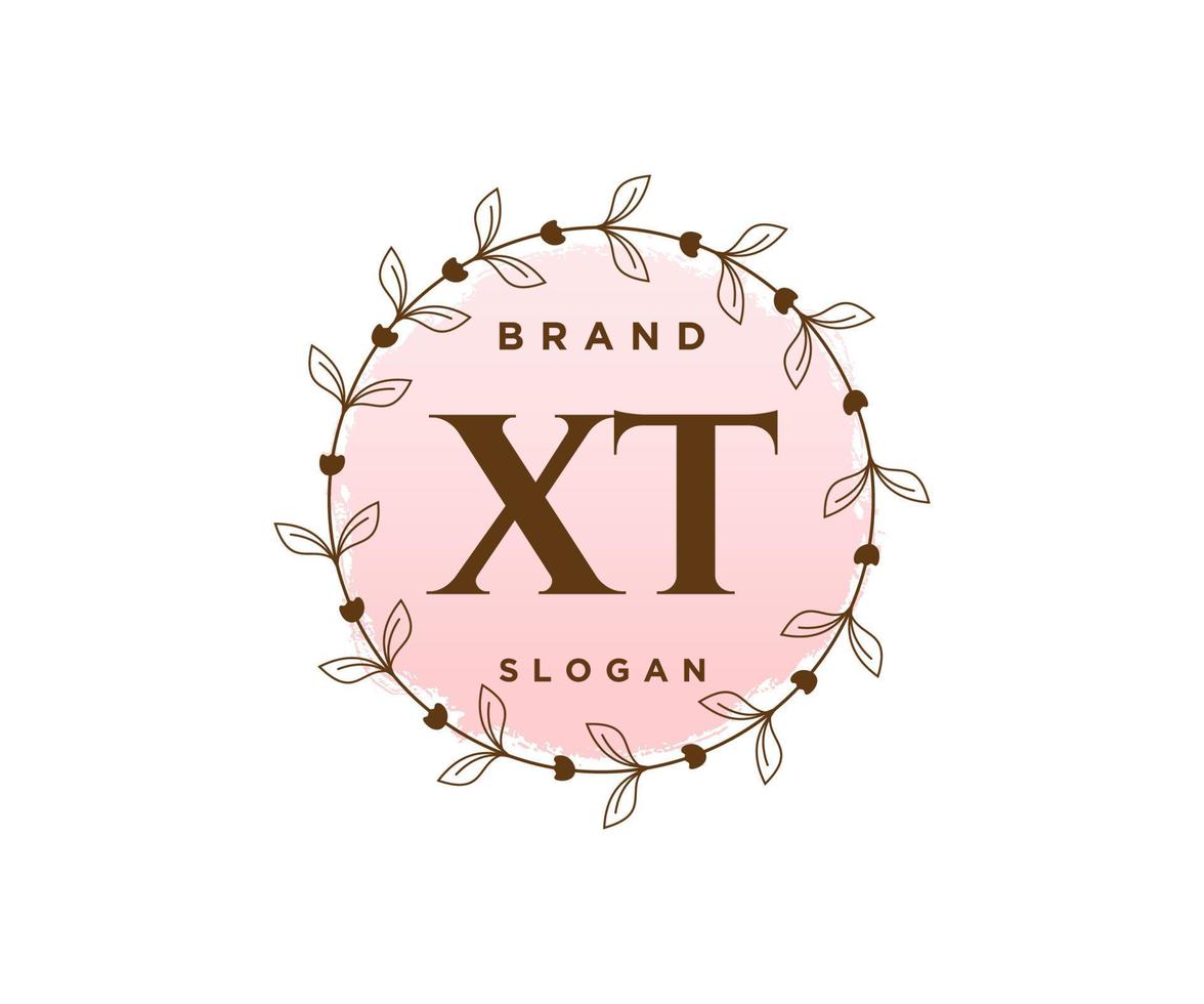 Initial XT feminine logo. Usable for Nature, Salon, Spa, Cosmetic and Beauty Logos. Flat Vector Logo Design Template Element.