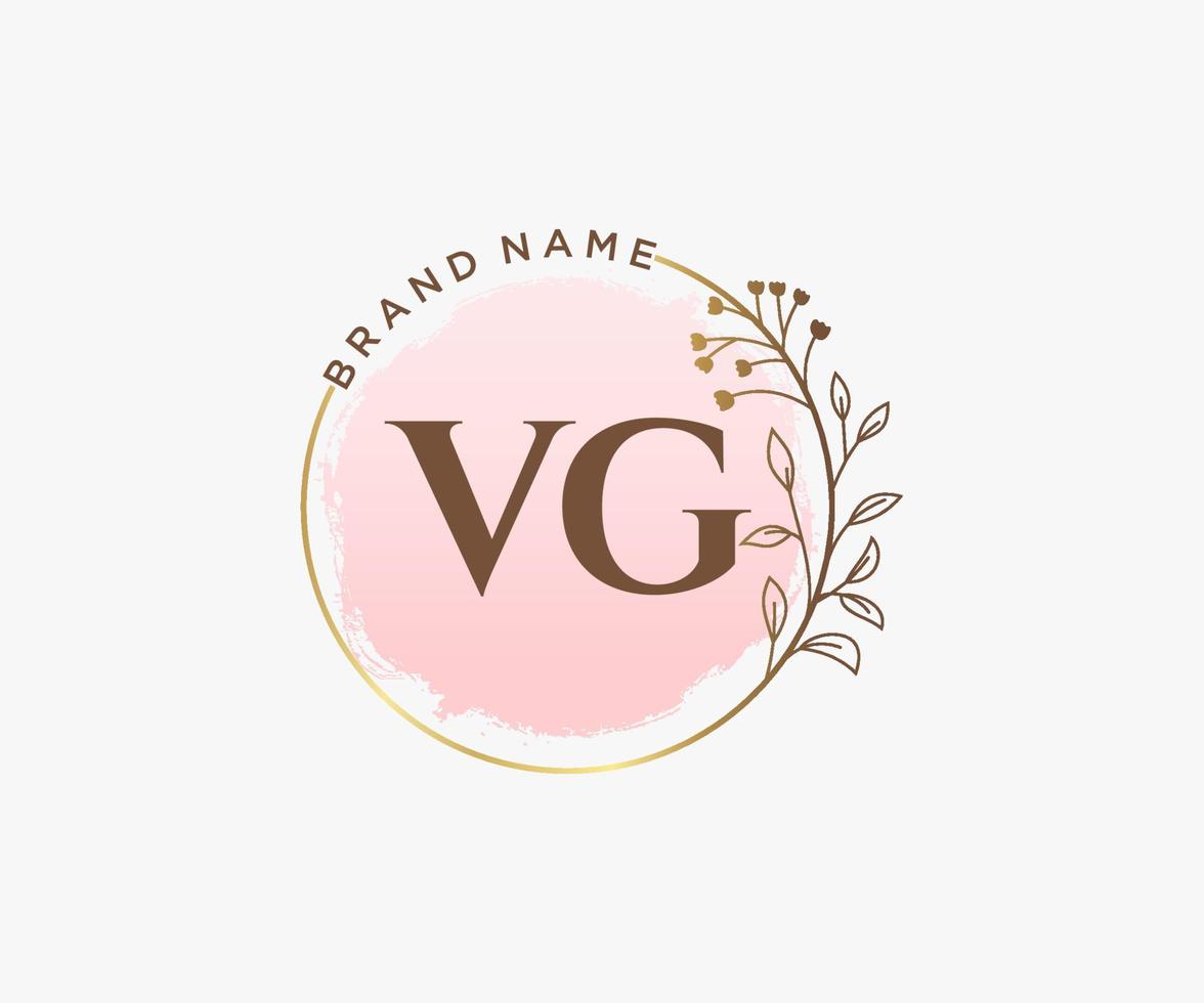 Initial VG feminine logo. Usable for Nature, Salon, Spa, Cosmetic and Beauty Logos. Flat Vector Logo Design Template Element.