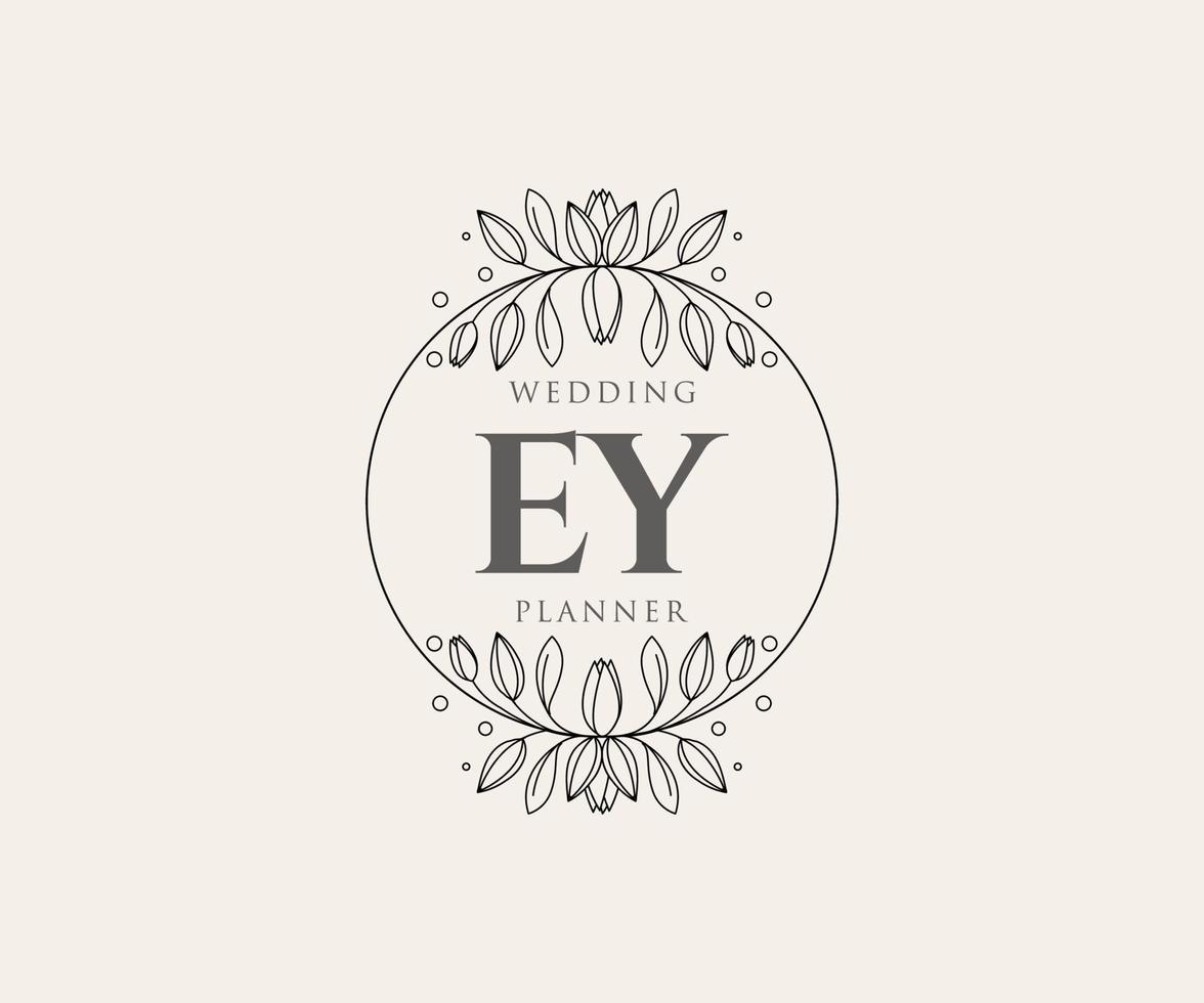 EY Initials letter Wedding monogram logos collection, hand drawn modern minimalistic and floral templates for Invitation cards, Save the Date, elegant identity for restaurant, boutique, cafe in vector