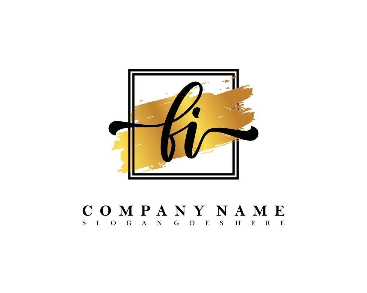 FI Initial handwriting logo concept vector