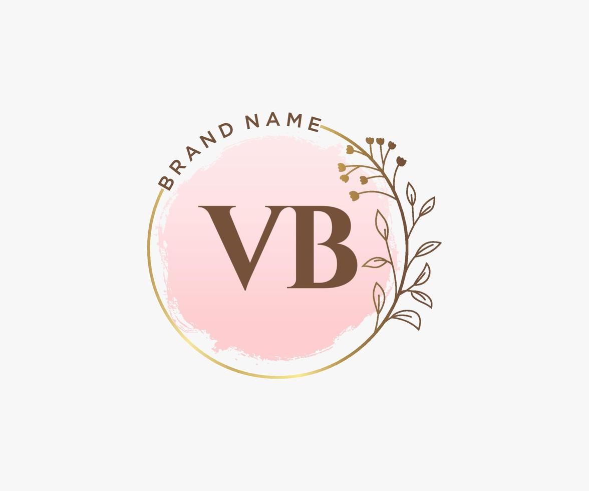 Initial VB feminine logo. Usable for Nature, Salon, Spa, Cosmetic and Beauty Logos. Flat Vector Logo Design Template Element.