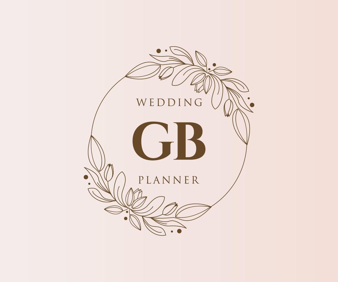 GB Initials letter Wedding monogram logos collection, hand drawn modern minimalistic and floral templates for Invitation cards, Save the Date, elegant identity for restaurant, boutique, cafe in vector