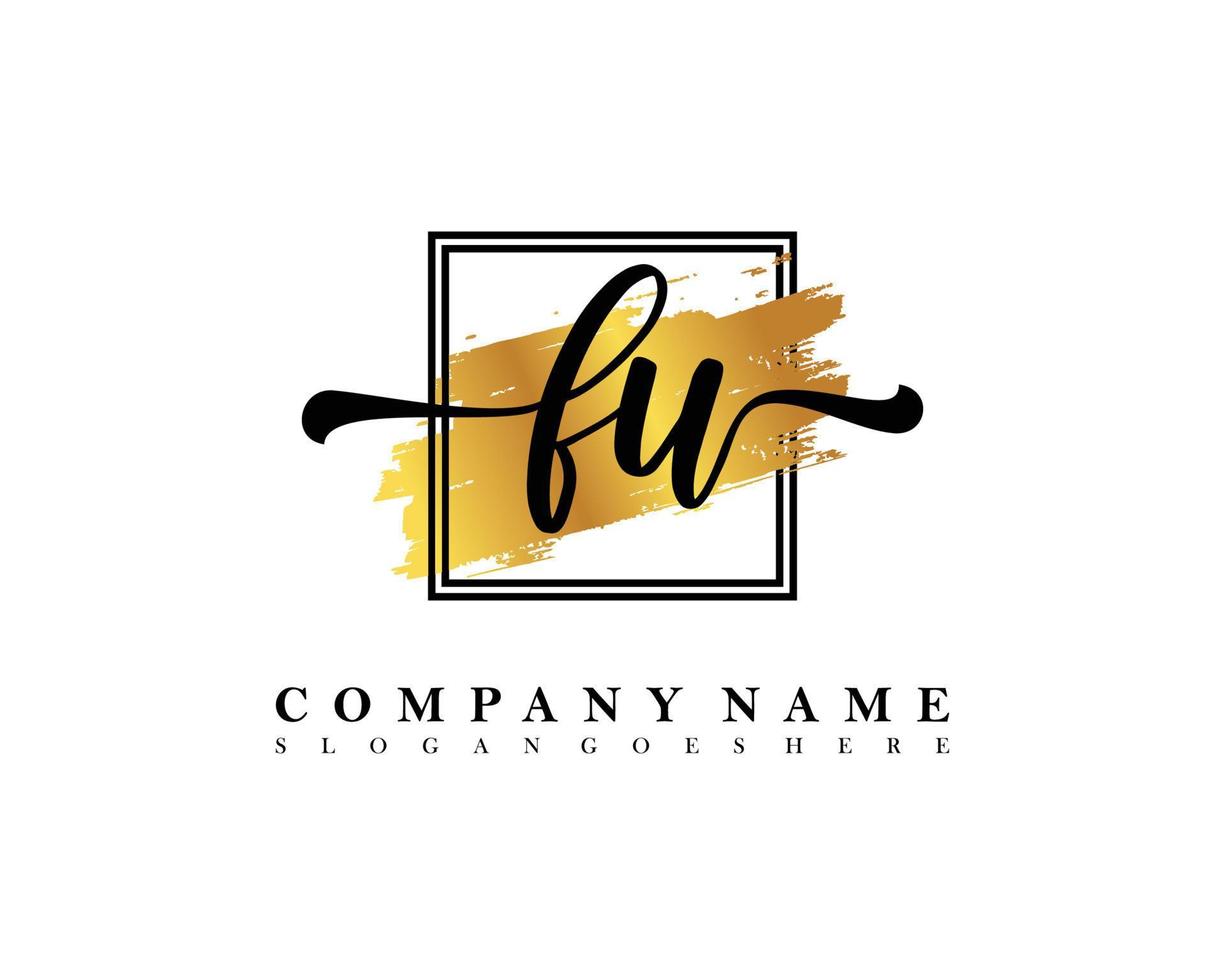 FU Initial handwriting logo concept vector