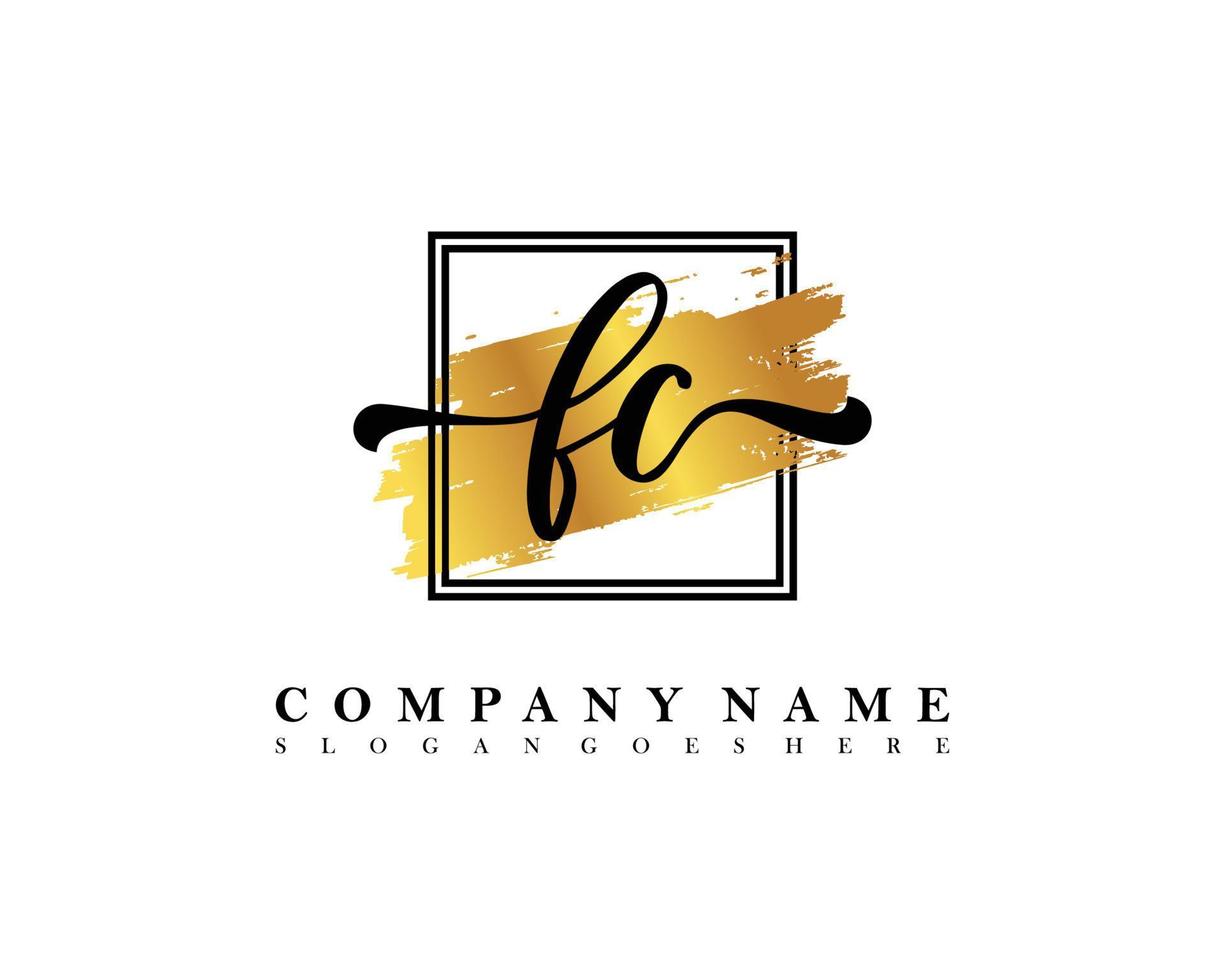 FC Initial handwriting logo concept vector