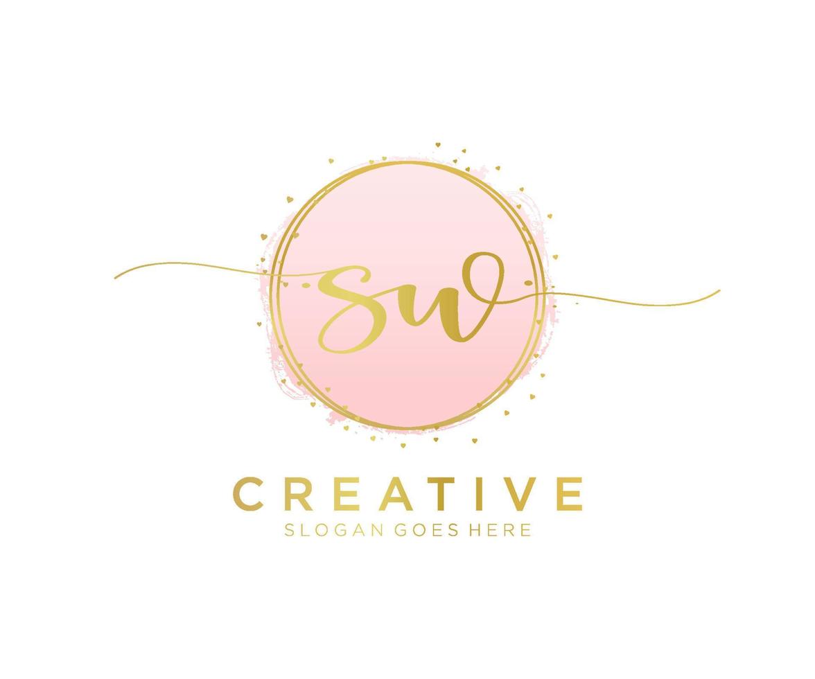 Initial SW feminine logo. Usable for Nature, Salon, Spa, Cosmetic and Beauty Logos. Flat Vector Logo Design Template Element.