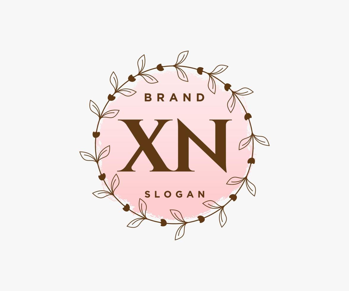 Initial XN feminine logo. Usable for Nature, Salon, Spa, Cosmetic and Beauty Logos. Flat Vector Logo Design Template Element.