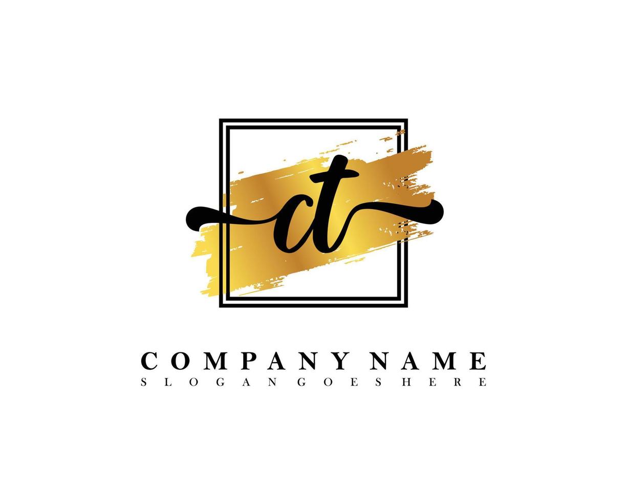 CT Initial handwriting logo concept vector