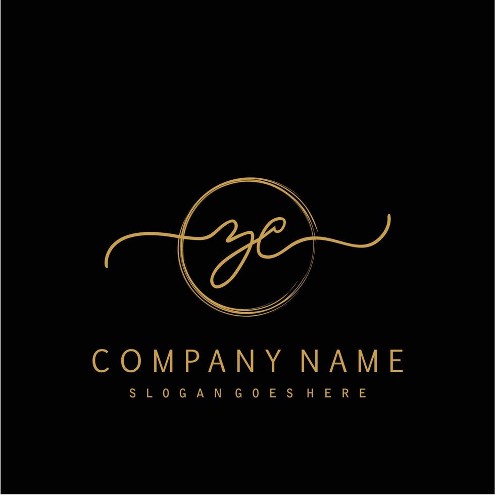 Initial ZC handwriting logo with circle hand drawn vector