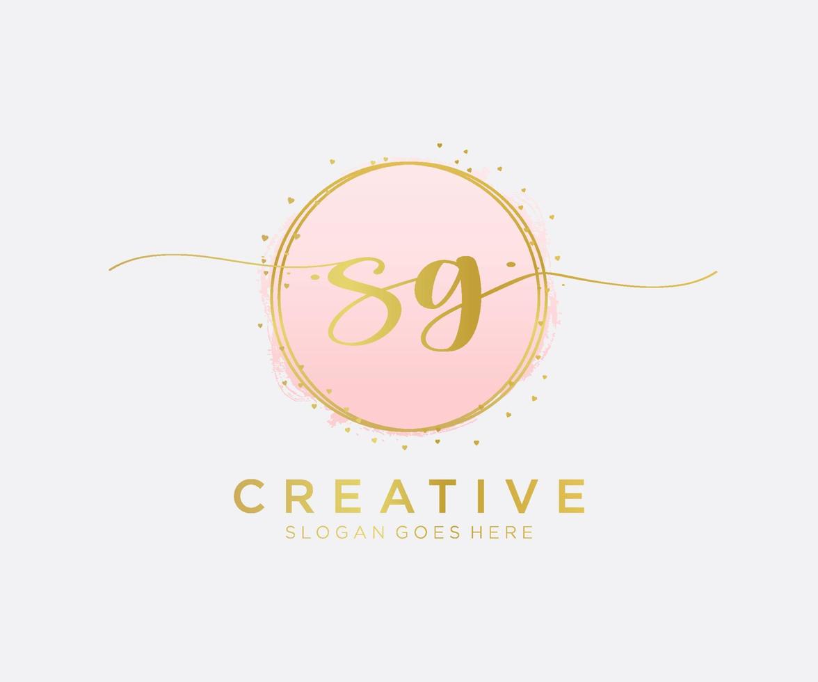 Initial SG feminine logo. Usable for Nature, Salon, Spa, Cosmetic and Beauty Logos. Flat Vector Logo Design Template Element.