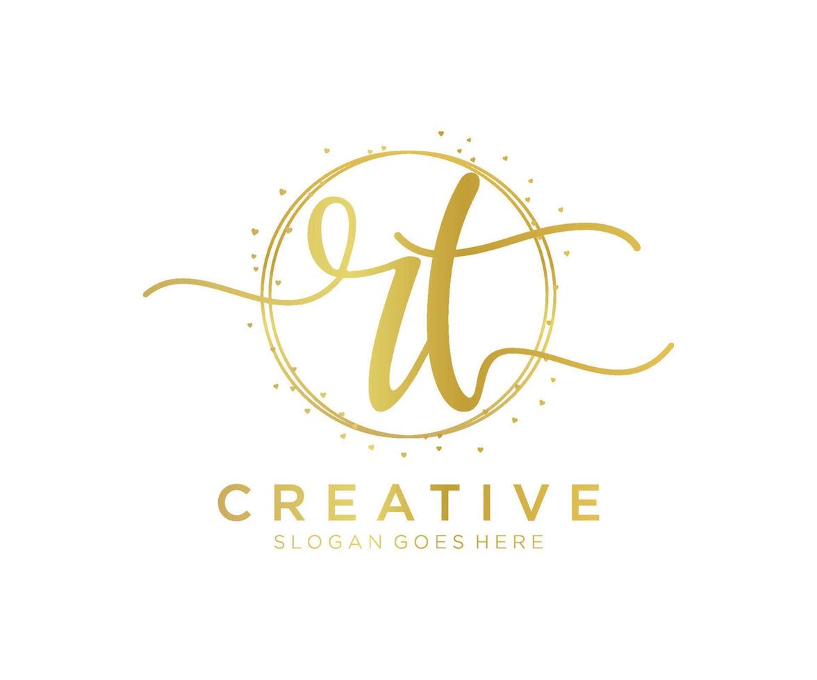 Initial RT feminine logo. Usable for Nature, Salon, Spa, Cosmetic and Beauty Logos. Flat Vector Logo Design Template Element.