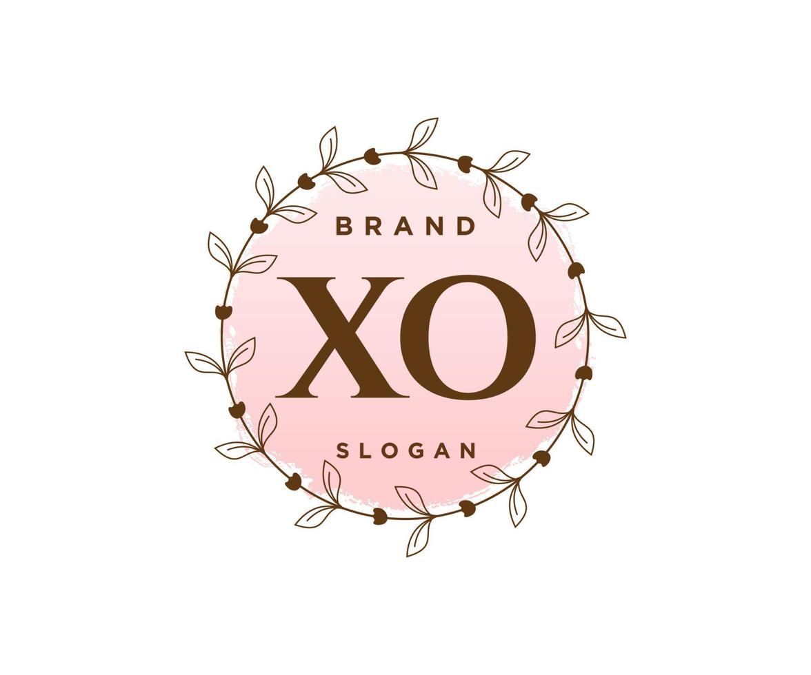Initial XO feminine logo. Usable for Nature, Salon, Spa, Cosmetic and Beauty Logos. Flat Vector Logo Design Template Element.