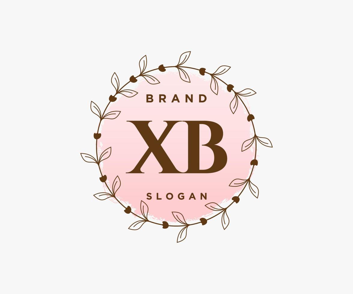 Initial XB feminine logo. Usable for Nature, Salon, Spa, Cosmetic and Beauty Logos. Flat Vector Logo Design Template Element.