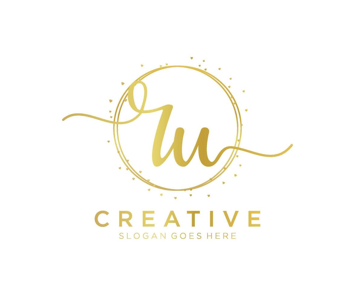 Initial RU feminine logo. Usable for Nature, Salon, Spa, Cosmetic and Beauty Logos. Flat Vector Logo Design Template Element.