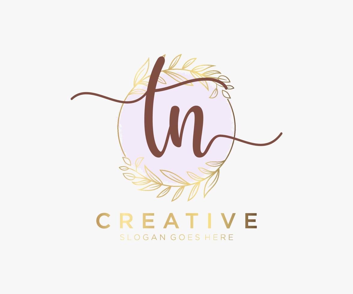 Initial TN feminine logo. Usable for Nature, Salon, Spa, Cosmetic and Beauty Logos. Flat Vector Logo Design Template Element.