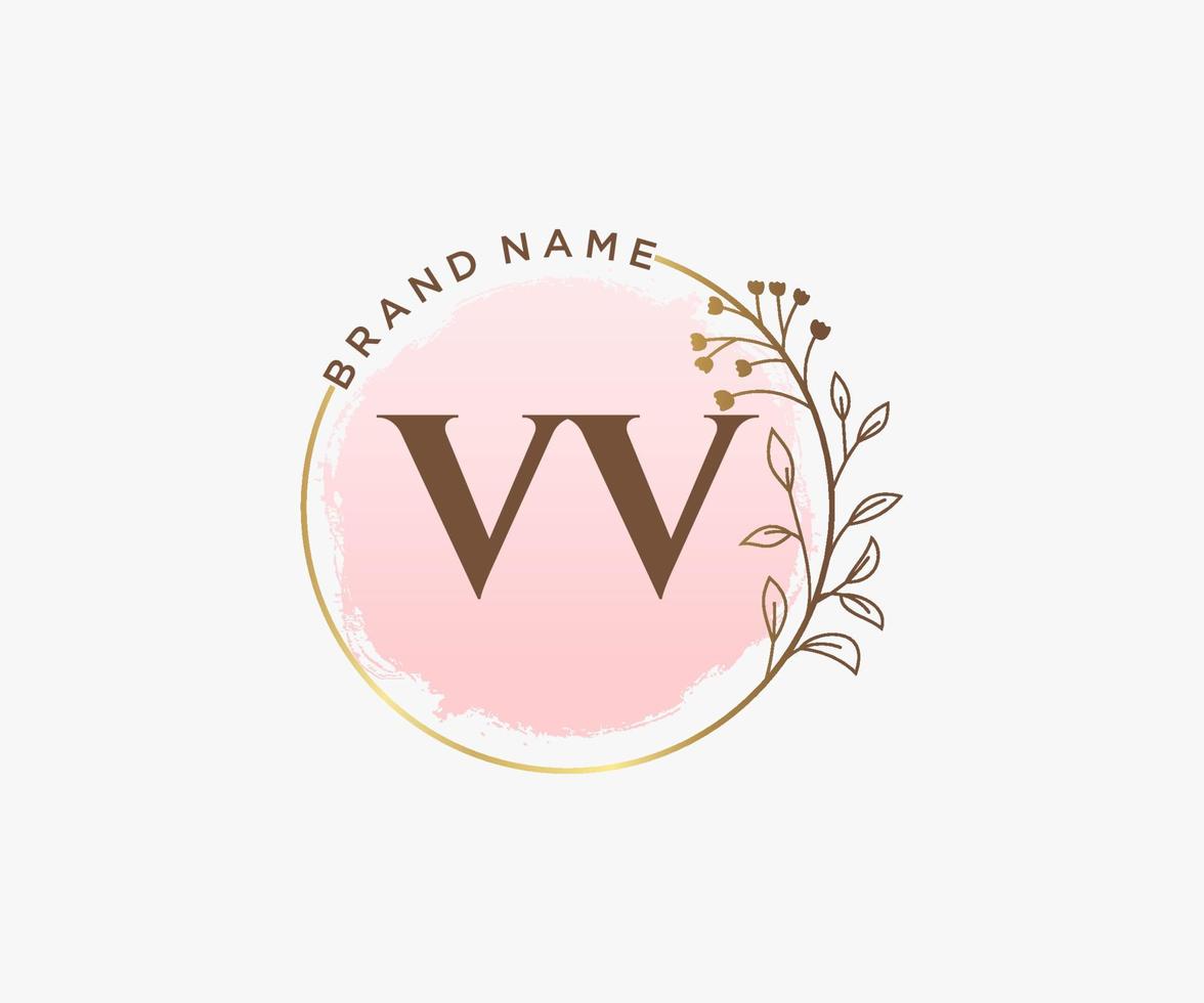 Initial VV feminine logo. Usable for Nature, Salon, Spa, Cosmetic and Beauty Logos. Flat Vector Logo Design Template Element.