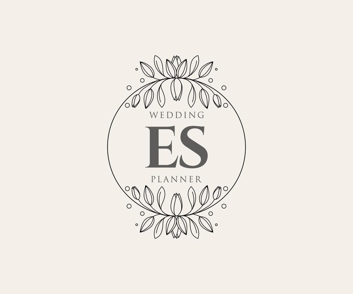 ES Initials letter Wedding monogram logos collection, hand drawn modern minimalistic and floral templates for Invitation cards, Save the Date, elegant identity for restaurant, boutique, cafe in vector