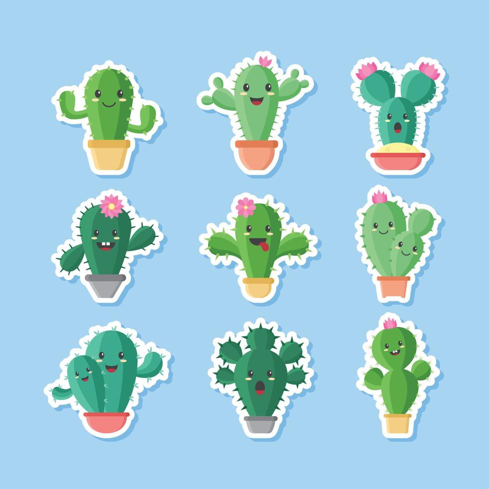 Set of Cactus Themed Journal Stickers vector