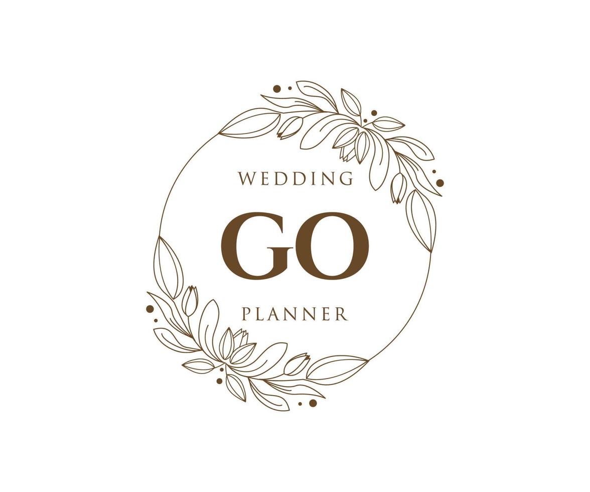 GO Initials letter Wedding monogram logos collection, hand drawn modern minimalistic and floral templates for Invitation cards, Save the Date, elegant identity for restaurant, boutique, cafe in vector