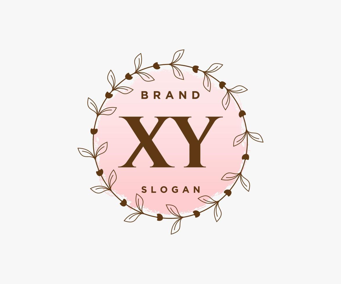 Initial XY feminine logo. Usable for Nature, Salon, Spa, Cosmetic and Beauty Logos. Flat Vector Logo Design Template Element.