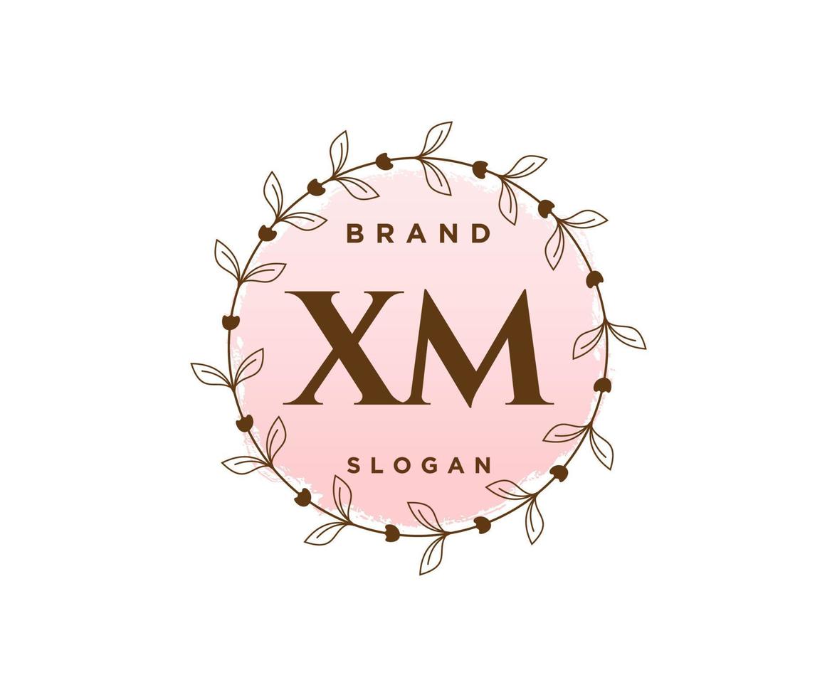 Initial XM feminine logo. Usable for Nature, Salon, Spa, Cosmetic and Beauty Logos. Flat Vector Logo Design Template Element.