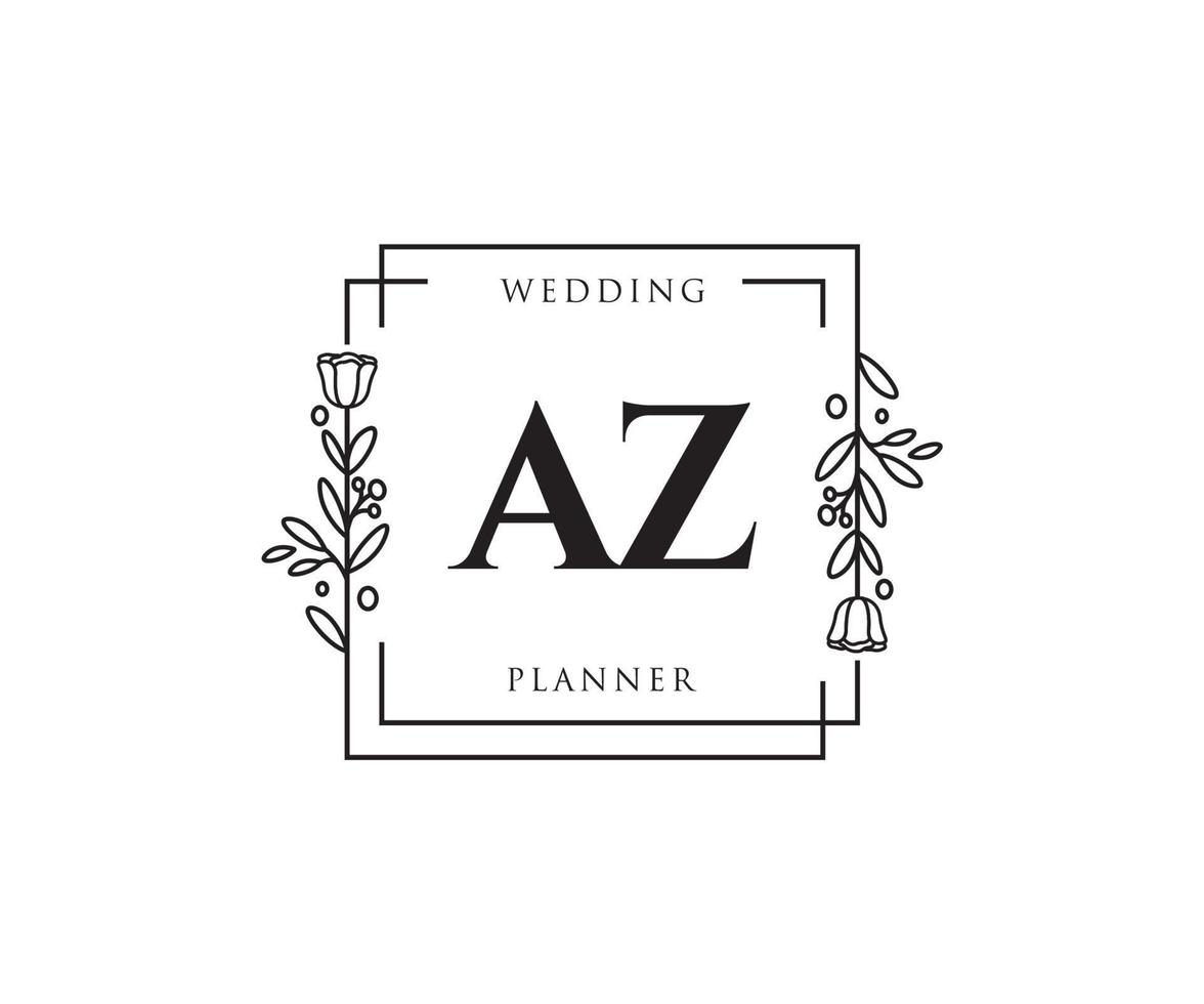Initial AZ feminine logo. Usable for Nature, Salon, Spa, Cosmetic and Beauty Logos. Flat Vector Logo Design Template Element.