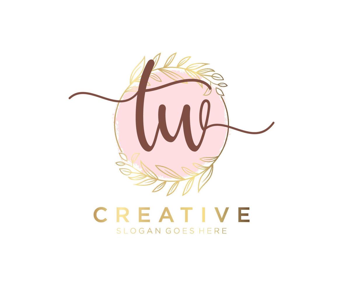 Initial TW feminine logo. Usable for Nature, Salon, Spa, Cosmetic and Beauty Logos. Flat Vector Logo Design Template Element.