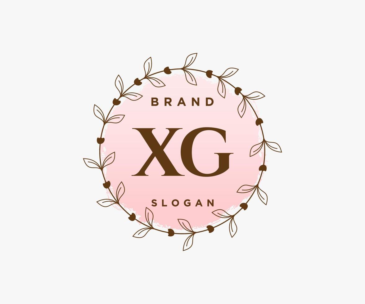 Initial XG feminine logo. Usable for Nature, Salon, Spa, Cosmetic and Beauty Logos. Flat Vector Logo Design Template Element.