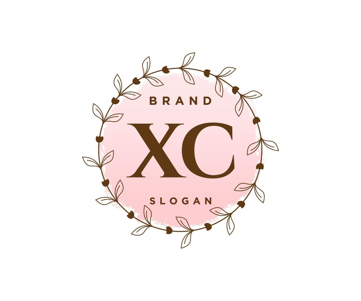 Initial XC feminine logo. Usable for Nature, Salon, Spa, Cosmetic and Beauty Logos. Flat Vector Logo Design Template Element.