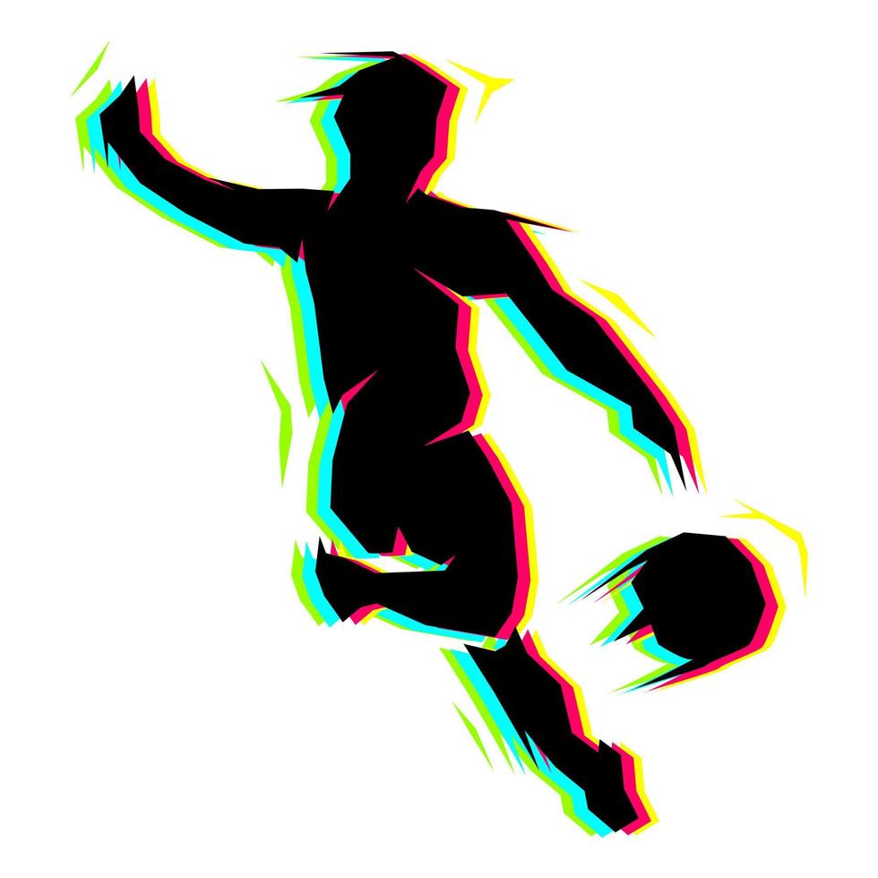 silueta de jugar a la pelota con sombreado de color contrastante vector