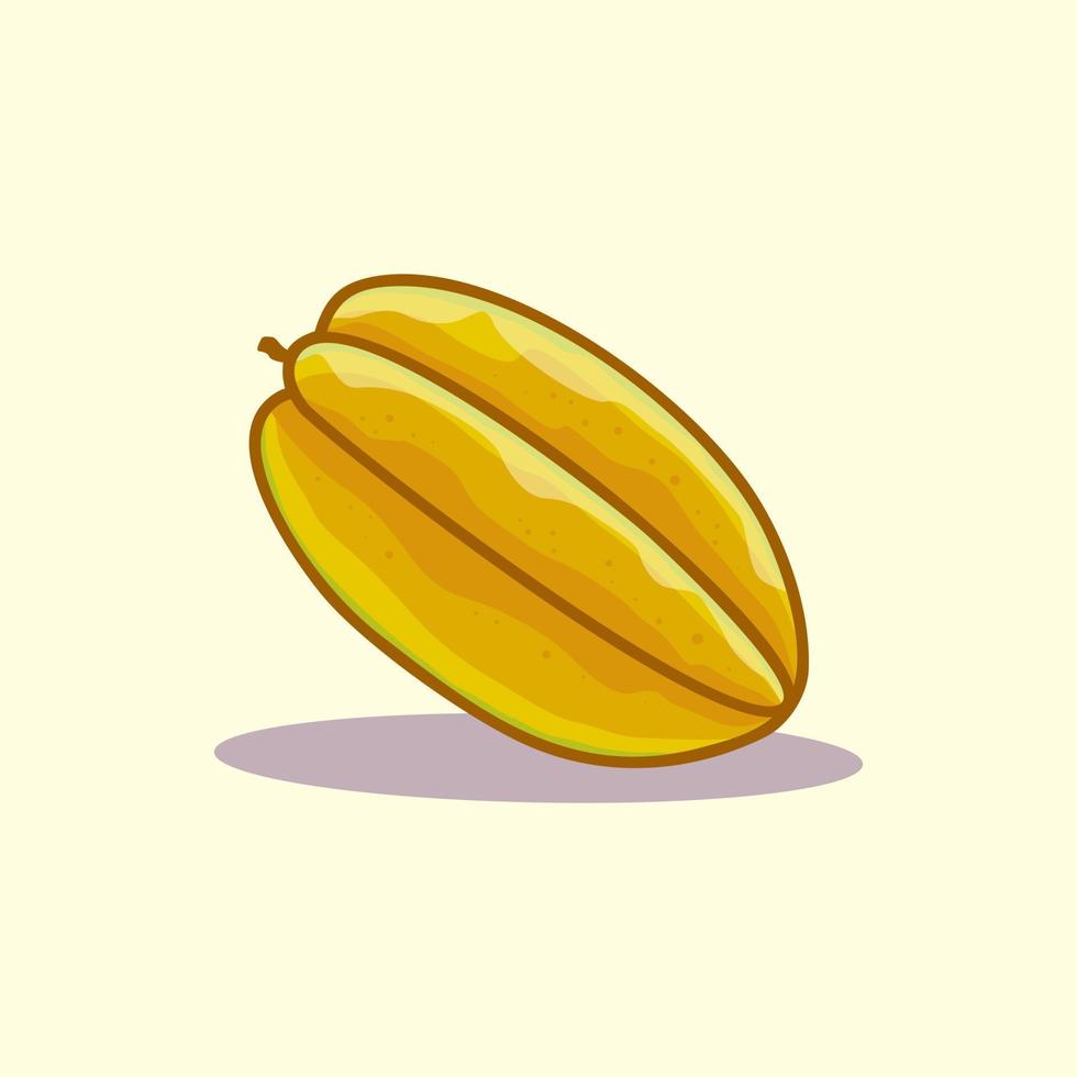 Fresh star fruit hand drawn cartoon illustration vector