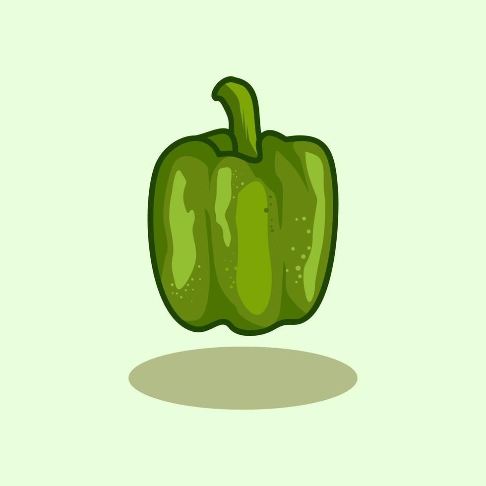 Fresh Green paprika hand drawn cartoon illustration vector