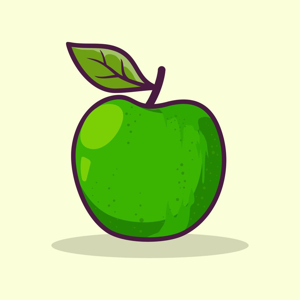 Fresh green apples hand drawn cartoon illustration vector