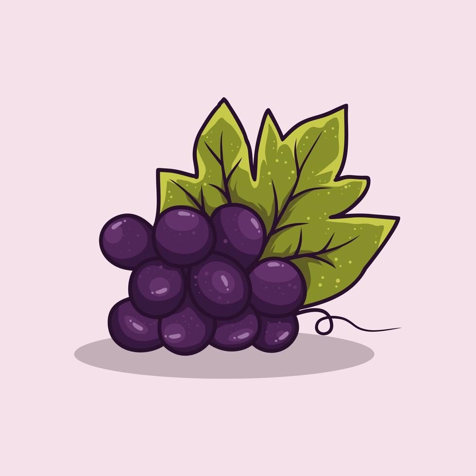 Fresh grapes hand drawn cartoon illustration vector